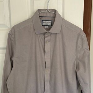 Charles Tyrwhitt Men's Taupe/Mocha Dress Shirt, 16.5/35, Slim Fit